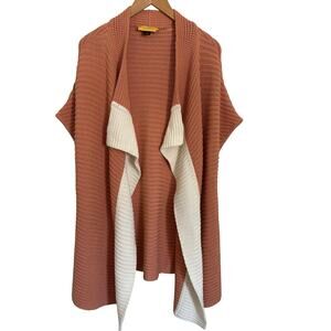 St. John Chunky Knit Silk Blend Open Front Cardigan Sweater Size Large Luxury